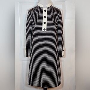 Vintage Julie Miller California Striped Black and White Long Sleeve Dress